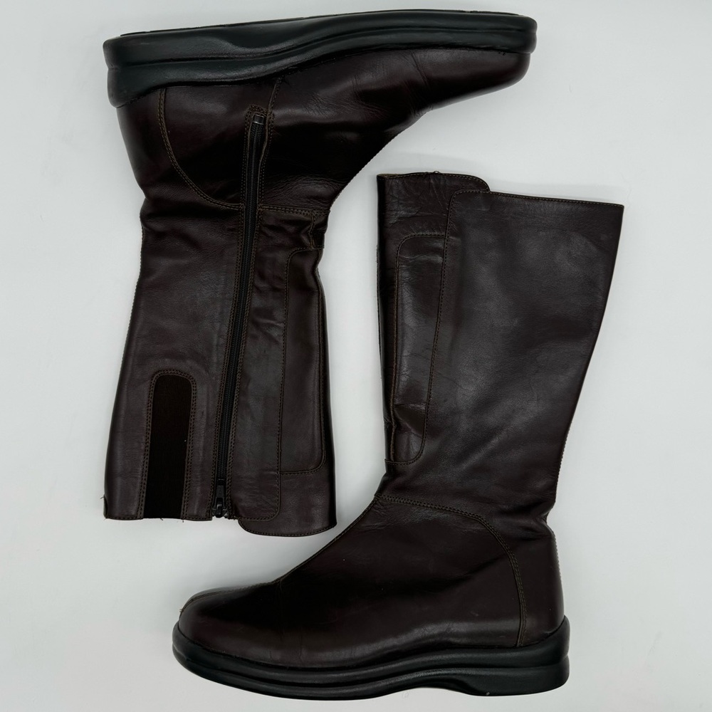 Birkenstock Footprints Mid Calf Brown Leather Moto Boots Zip Size EU 39\US 8-8.5